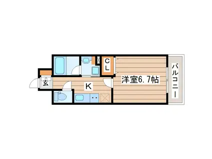 ライブカーサ仙台長町(1K/3階)の間取り写真