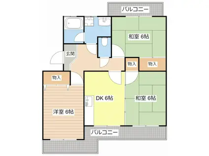 ハイエスト松栄2号館(3DK/4階)の間取り写真