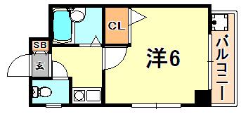 ルミエールUOZAKI(1K/2階)の間取り写真