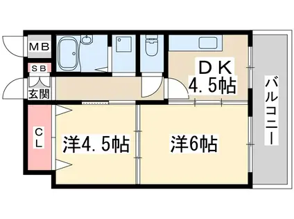 日生ロイヤルマンション十三(2DK/11階)の間取り写真