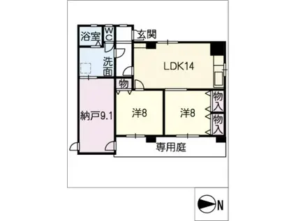 せいわマンション(2LDK/1階)の間取り写真