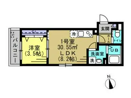 レオーネ新松戸(1LDK/1階)の間取り写真