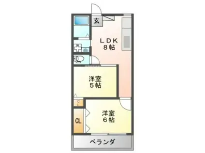 第二セイワコート(1LDK/2階)の間取り写真