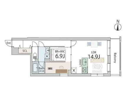 GRANDUO奥沢(1LDK/2階)の間取り写真