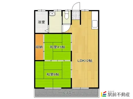 ホワイトキャッスル(2LDK/2階)の間取り写真