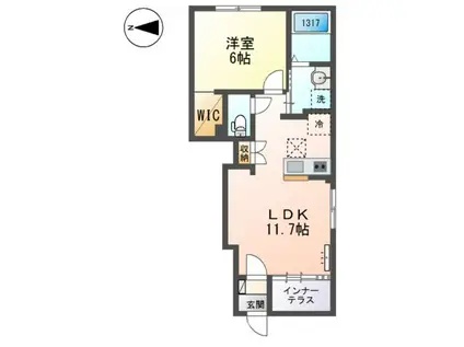 エクセレント(1LDK/1階)の間取り写真