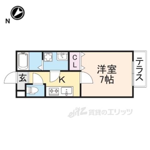 アネックスB(1K/1階)の間取り写真
