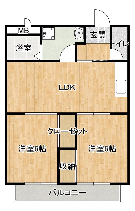 シャルダン学園台(2LDK/2階)の間取り写真
