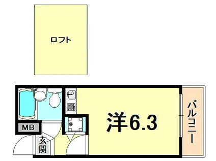 ベルトピア西宮(1K/3階)の間取り写真