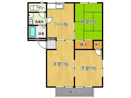 オーシャン藤光(3DK/1階)の間取り写真