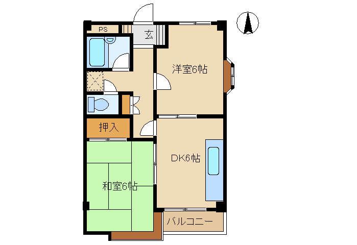 メゾンドボネ(2DK/1階)の間取り写真