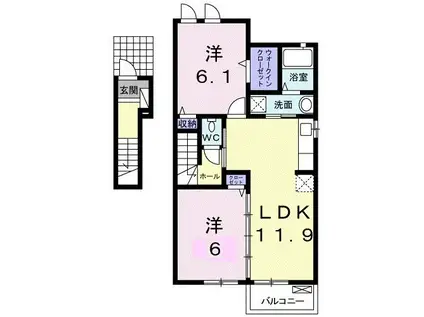 ピュアII(2LDK/2階)の間取り写真