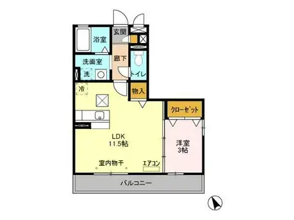 ベルデュール(1LDK/1階)の間取り写真