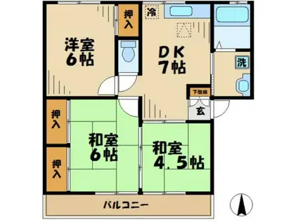 田中ハイツ(3DK/1階)の間取り写真