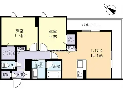 クオリスタ流星台(2LDK/2階)の間取り写真