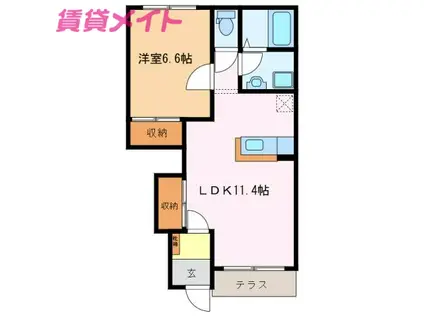 マシェリ(1LDK/1階)の間取り写真