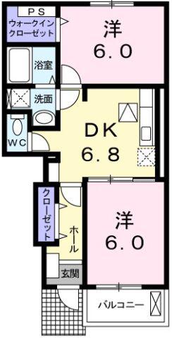 サニープレイスB(2DK/1階)の間取り写真