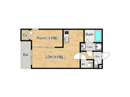 ジーメゾン明石魚住エディエン(1LDK/3階)の間取り写真