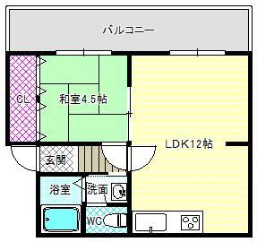 大清ハイツ(1LDK/1階)の間取り写真