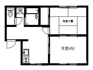 サンライズ大岩(2DK/1階)の間取り写真