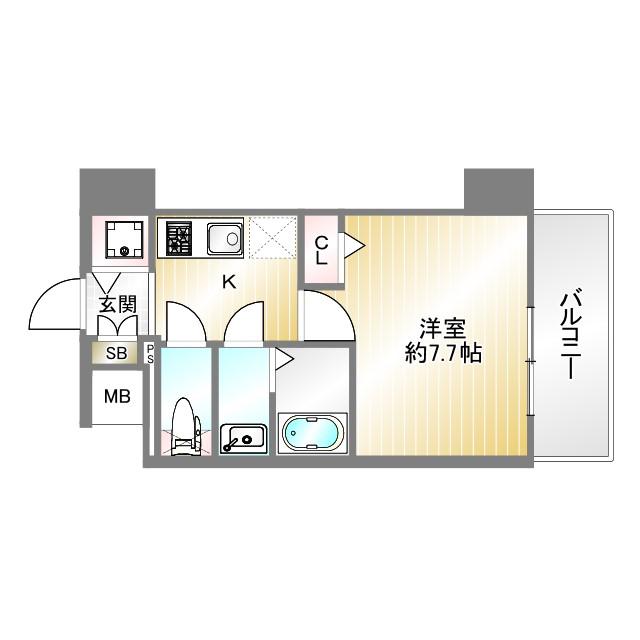 レジデンス神戸レガーロ(1K/3階)の間取り写真