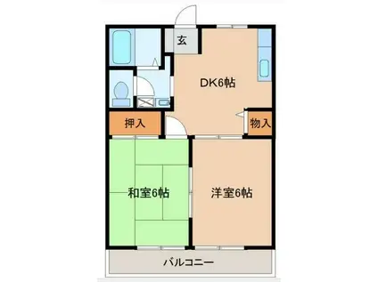 グリーンタウンF(2DK/1階)の間取り写真