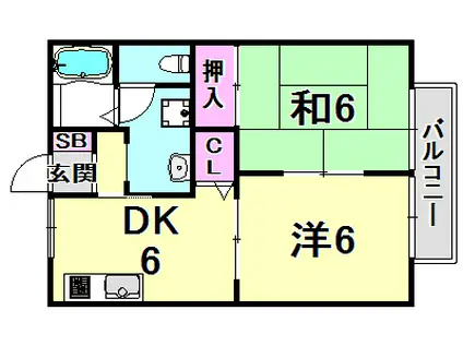 ファーストコーポ西宮北口(2DK/1階)の間取り写真