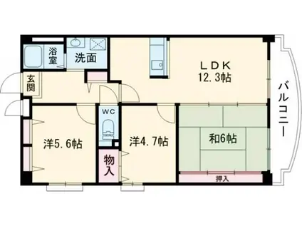 メゾンドール姫路英賀保(3LDK/6階)の間取り写真