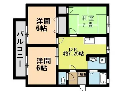 ビューテラス渡辺(3DK/1階)の間取り写真