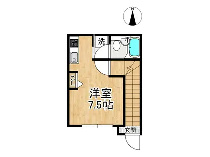 ロカ勧修(ワンルーム/2階)の間取り写真