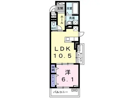 ラ・ヴィベール(1LDK/2階)の間取り写真