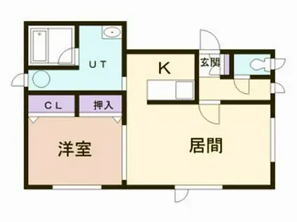 東町グレイスタウン E(1LDK/2階)の間取り写真