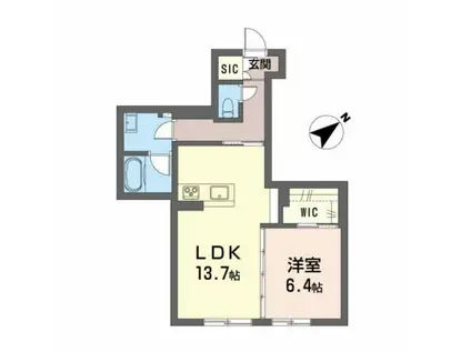 ベレオガーデンズ MIWAII(1LDK/1階)の間取り写真