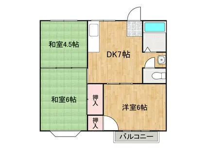 リバーサイド御幸(3DK/2階)の間取り写真