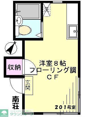 南荘(ワンルーム/2階)の間取り写真