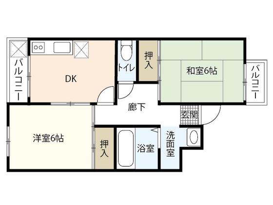 AN PALACE庚午北(2DK/3階)の間取り写真