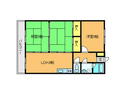 文栄第二ビル(3LDK/2階)の間取り写真