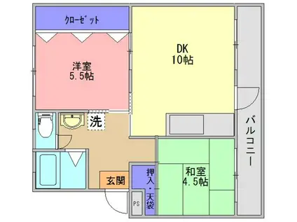 二反田ハイツ(2DK/2階)の間取り写真