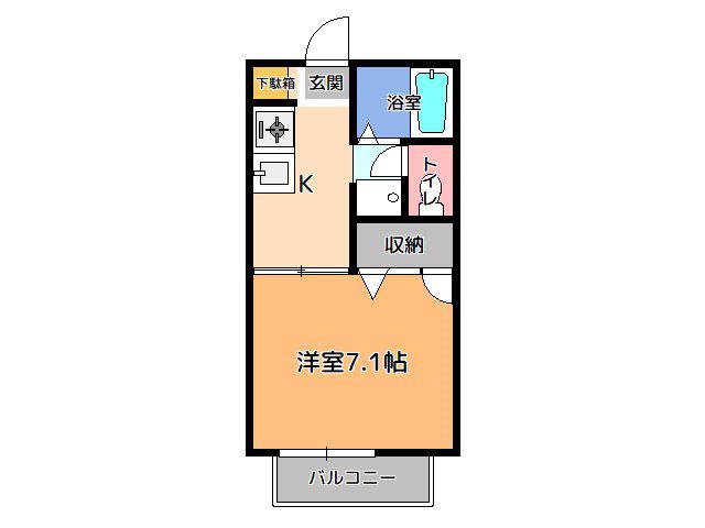 プロバンスA棟(1K/1階)の間取り写真