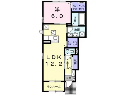 エスペランサ(1LDK/1階)の間取り写真