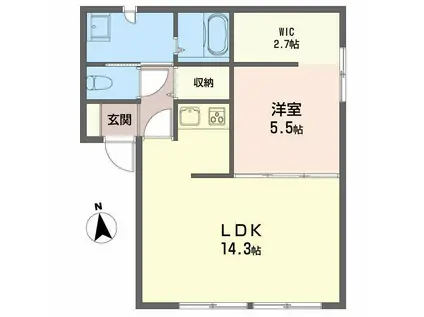 サンヒルズK-1(1LDK/1階)の間取り写真