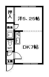 ノーブルライフ(1DK/2階)の間取り写真