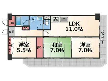 サンメゾン(3LDK/4階)の間取り写真