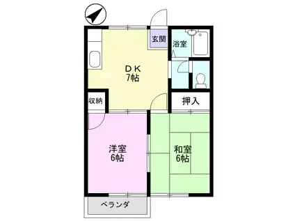 ケイアイアパートメントA(2DK/2階)の間取り写真