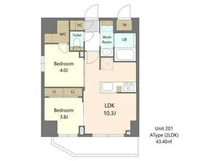 S-RESIDENCE浅草CLARITY(2LDK/6階)の間取り写真