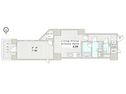 ポレスター千代田御茶ノ水(1LDK/8階)の間取り写真