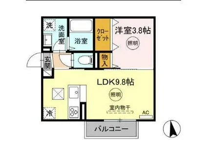 COZY COURT下曽根(1LDK/2階)の間取り写真