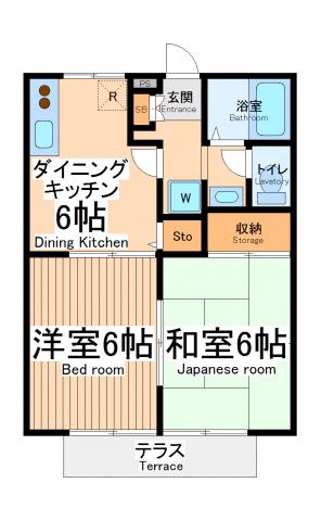 ディアコート大蔵(2DK/1階)の間取り写真