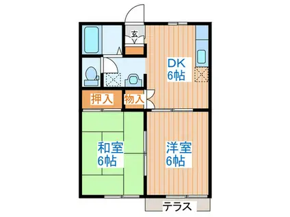 コスモライフB(2DK/1階)の間取り写真