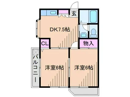 KSGマリーンオークラIIA(2DK/1階)の間取り写真